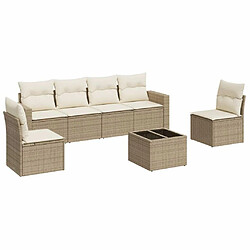 Maison Chic Salon de jardin avec coussins 7 pcs | Ensemble de Table et chaises | Mobilier d'Extérieur beige résine tressée -GKD42641