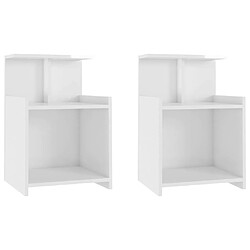 Maison Chic Lot de 2 Tables de chevet,Table de nuit,Table d'appoint pour salon Blanc brillant 40x35x60 cm Aggloméré -MN61521