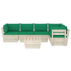 Avis Maison Chic Salon de jardin palette 6 pcs avec coussins - Table et chaises d'extérieur - Mobilier/Meubles de jardin Moderne épicéa imprégné -MN46024