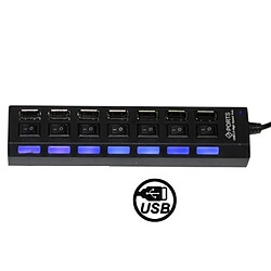 Wewoo Noir HUB USB 2.0 7 Ports, avec 7 commutateurs et 7 LED,