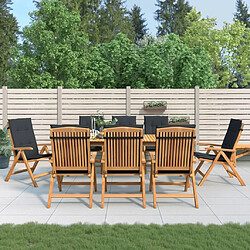 Maison Chic Lot de 8 Chaises de jardin inclinables,Fauteuil d'extérieur et coussins teck solide -MN45843