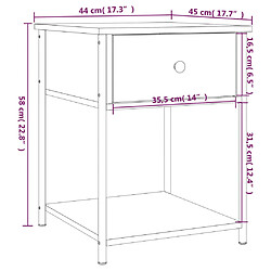 vidaXL Tables de chevet 2 pcs sonoma gris 44x45x58 cm bois ingénierie pas cher