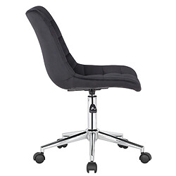 Decoshop26 Chaise de bureau en velours noir sur roulettes design moderne hauteur réglable BUR10600