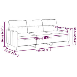 vidaXL Canapé à 3 places Gris clair 180 cm Tissu pas cher