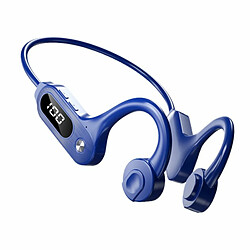 Écouteur Bluetooth À Conduction Osseuse Léger Sans Fil Suspendu Casque De Sport V30 Bleu 