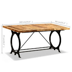 vidaXL Table à manger Bois de manguier brut 180 cm pas cher