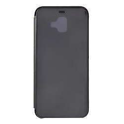 Etui en PU surface de rétroviseur de fenêtre de vue noir pour votre Samsung Galaxy J6 Plus