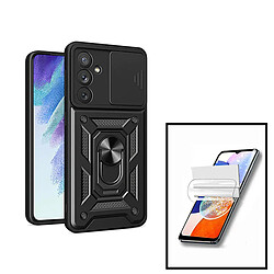 PHONECARE Kit Film Hydrogel Full Cover Avant + Coque Magnetic Military Defender Slide Window Anti-Impact pour Samsung Galaxy A34 5G - Noir 