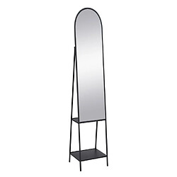 Vente-Unique Miroir sur pied avec 2 étagères - Métal - L.46 x P. 41 x H. 172 cm - Noir - LIVIO