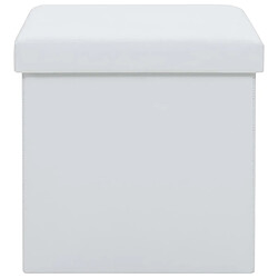 Avis vidaXL Tabouret de rangement pliable Blanc Similicuir