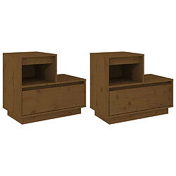 Maison Chic Tables de chevet 2pcs - Table basse Table de nuit - Marron miel 60x34x51cm Bois de pin solide -MN94097