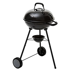 Pegane Barbecue à charbon sur roulettes en acier chromé coloris noir avec couvercle - Longueur 61 x Profondeur 55,50 x Hauteur 86,5 cm 