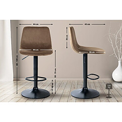 Non Lot de 2 tabourets de bar Divo velours noir