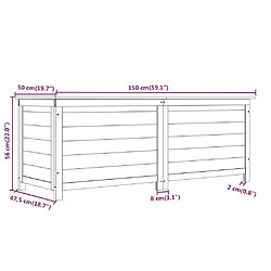 vidaXL Boîte à coussins extérieur Anthracite 150x50x56 cm Sapin massif pas cher