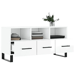 Acheter Maison Chic Meuble TV scandinave - Banc TV pour salon Blanc brillant 102x36x50 cm Bois d'ingénierie -MN98671