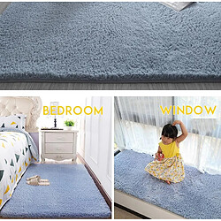 LUUCOZK Tapis Moelleux en Fausse Fourrure Tapis Shaggy pour Chambre à Coucher Salon-Bleu Gris-100x160cm