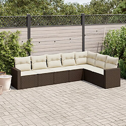 vidaXL Salon de jardin avec coussins 7 pcs marron résine tressée 