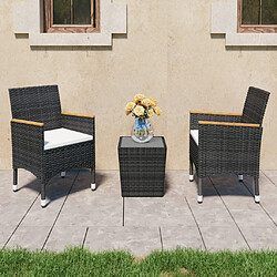 Maison Chic Table de bistro et chaises d'extérieur 3 pcs,Ensemble de bistro de jardin pour relax Résine tressée et verre trempé Noir -GKD325015