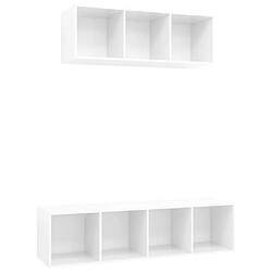 Maison Chic Ensemble de meubles TV 2 pcs pour salon - Blanc brillant Aggloméré -MN86356