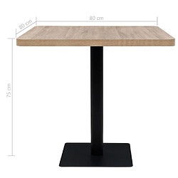 Helloshop26 Table haute mange debout bar bistrot MDF et acier carré 80 x 80 cm chêne beige 0902108 pas cher