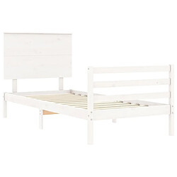 Maison Chic Cadre/structure de lit et tête de lit pour adulte - Lit Moderne Chambre blanc 100x200 cm bois massif -MN31480 pas cher