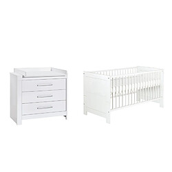 Schardt Lit enfant à barreaux et commode à langer Nordic White 