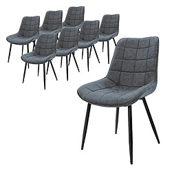 ML-Design Lot de 8 chaises salle à manger salon anthracite simili PU pieds en acier noir 