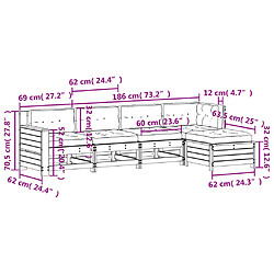 vidaXL Salon de jardin 5 pcs avec coussins blanc bois massif de pin pas cher