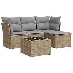 vidaXL Salon de jardin avec coussins 5 pcs beige résine tressée