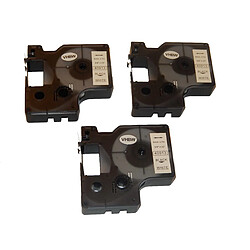 3x Ruban Cassette Cartouche 9mm vhbw noir sur blanc pour Dymo LabelWriter Duo 400, 450, LabelMaker PC, PC2 comme D1, 40913. 