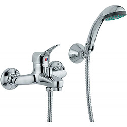 Bagnoclic Mitigeur pour baignoire avec douche en chrome, complet avec tubes et fixations