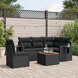 vidaXL Salon de jardin 6 pcs avec coussins noir résine tressée 