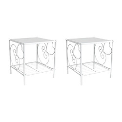 Vente-Unique Lot de 2 tables de chevet romantique - 1 tablette - Métal - Blanc - VIVIAN pas cher