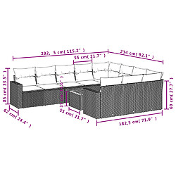 vidaXL Salon de jardin 11 pcs avec coussins noir résine tressée pas cher