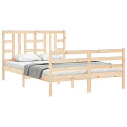 Acheter Maison Chic Cadre/structure de lit avec tête de lit pour adulte - Lit Moderne Chambre 140x190 cm bois massif -MN29599