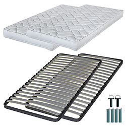 Ebac Matelas mousse + Sommier métal C220 2x80x190 Melissa - Hauteur 13 cm - Soutien ferme 