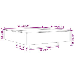 vidaXL Table basse avec lumières LED chêne fumé 100x100x31 cm pas cher