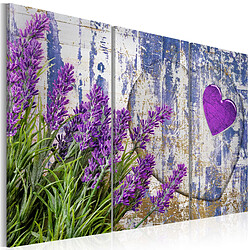 Decoshop26 Tableau toile de décoration murale impression premium en 3 parties sur châssis en bois motif Amour de lavande 120x80 cm 11_0016264