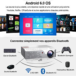 FLZEN Natif 1080P FULL HD, Android WiFi Bluetooth, Max 300" image, Correction automatique, Projection Latérale, avec Support de Plafond pour Projecteur