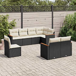 Maison Chic Ensemble Tables et chaises d'extérieur 8 pcs avec coussins,Salon de jardin noir résine tressée -GKD303477