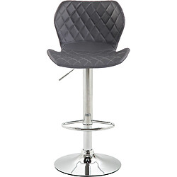 Decoshop26 Lot de 2 tabourets de bar avec coutures décoratives en forme de losanges en PVC gris et métal chromé 10_0004103