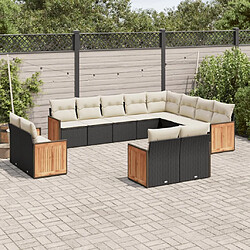 Maison Chic Salon de jardin 12 pcs avec coussins, Ensemble Tables et chaises d'extérieur noir résine tressée -GKD334798