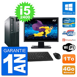 PC Lenovo M82 SFF Ecran 19" Intel i5-2400 RAM 4Go Disque Dur 1To Windows 10 Wifi · Occasion 