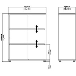Alter Bibliothèque avec deux étagères, couleur blanche, 89,2 x 113,4 x 40,1 cm