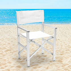 Avis Beach And Garden Design 2 Chaises de plage pliantes portables en textilène aluminium Regista Gold | Blanc