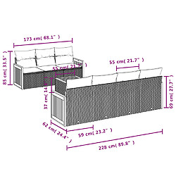 Acheter vidaXL Salon de jardin 8 pcs avec coussins noir résine tressée