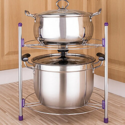 Wewoo Support de pot de cuisine multi-fonction de en acier inoxydable à double couche de Wok