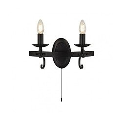 Searchlight Applique murale Cartwheel Acier doux Noir mat 2 ampoules 18cm Matériau : Acier douxColoris : Noir matNombre d'ampoules : 2Type d'ampoule : E14Puissance Max en Watts (W) : 40Ampoules incluses : NonIP20Hauteur en Cm : 18Largeur en C