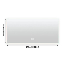 RAVAS Miroir de salle-de-bain - 60x140cm - Anti-buée- 3 Mode de Lumières Dimmable pas cher