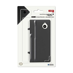 Hori Coque de protection en Silicone pour Nintendo DSi - avec 2 Stylets de taille ajustable - Noir - Accessoire Licence Officielle Nintendo DSi